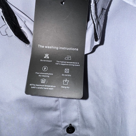 HHGKED Men’s Shirt NWT Light Grey Button-Down European & American Style Size XL - Picture 9 of 16